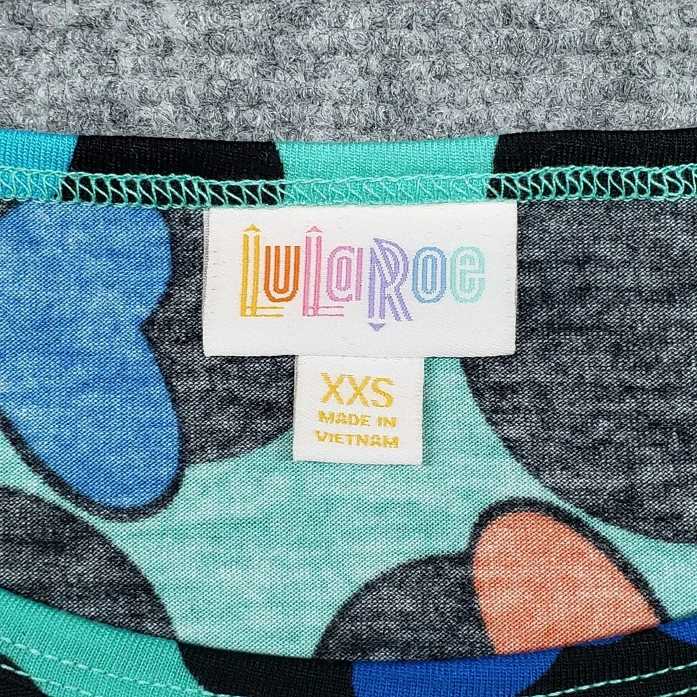 LulaRoe Disney Irma Tunic Top Womens 2XS Minnie Mouse Multicolor Short Sleeve